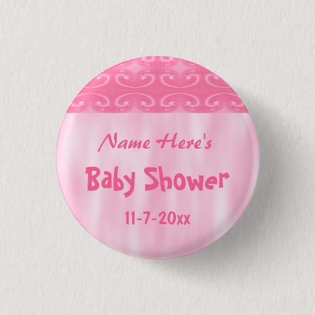 Pink Baby Shower 1 Inch Round Button (Front)