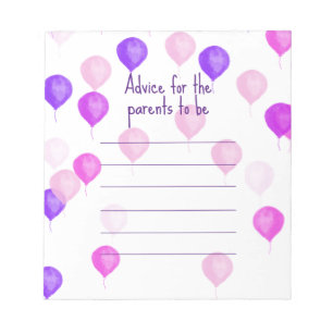 Pink Baby Shower Advice for new Parents Notepad