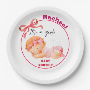 Pink Baby Shower, Baby Girl Shower Paper Plate