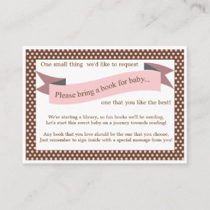 Pink Baby Shower Book Insert Request Card for Girl