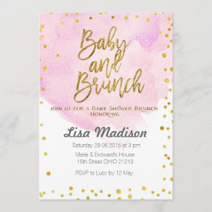 Pink Baby Shower Brunch Invitation