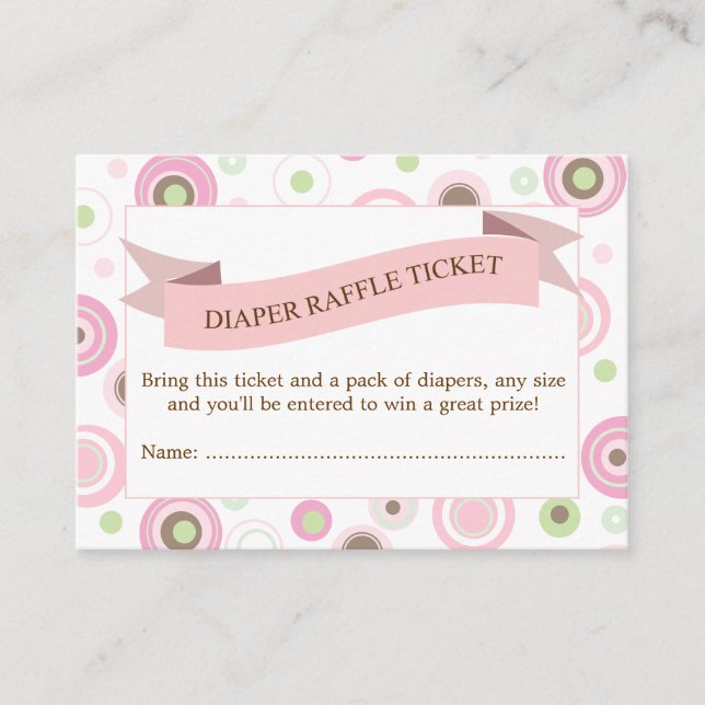 Pink Baby Shower Diaper Raffle Ticket Insert (Front)