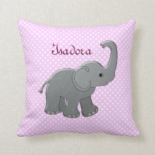 pink baby shower elephant throw pillow