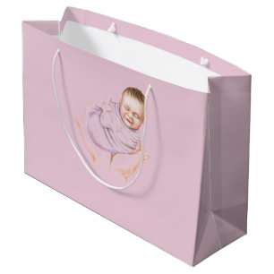 Pink Baby Shower Gift Bag - Personalized Name