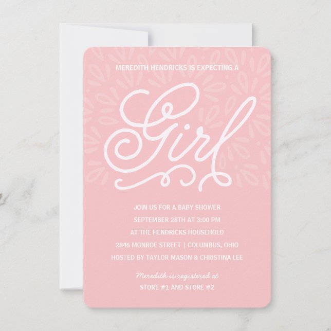 Pink Baby Shower Invitation (Front)