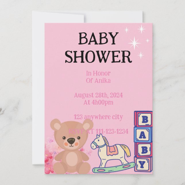 PINK BABY SHOWER INVITATION (Front)