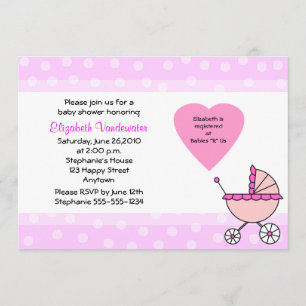 Pink Baby Shower Invitation Carriage Invitation