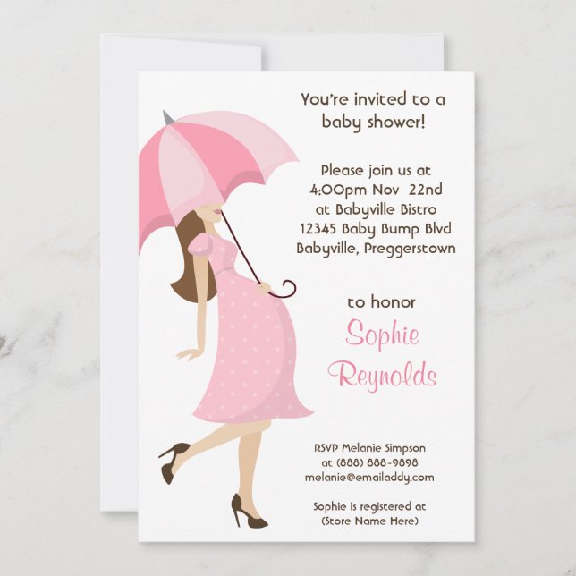 Pink Baby Shower Invitation Expecting Girl (Front)