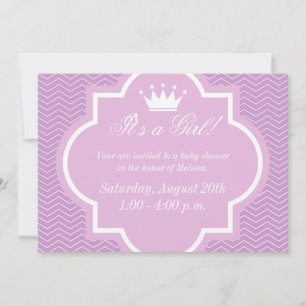 Pink baby shower invitations with princess crown