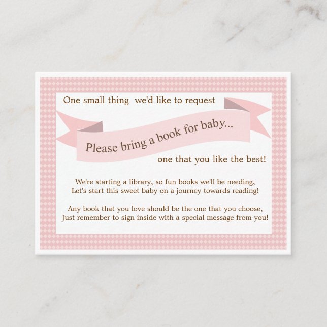 Pink Baby shower Livre Insérer carte de demande po (Devant)