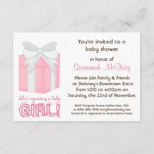 Pink Baby Shower - Modern Mommy Baby Bump Invitation