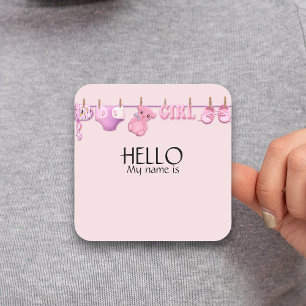 Pink Baby Shower Name Tag 