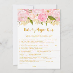 Pink Baby shower Nursery Rhyme Quiz Cartes de jeu