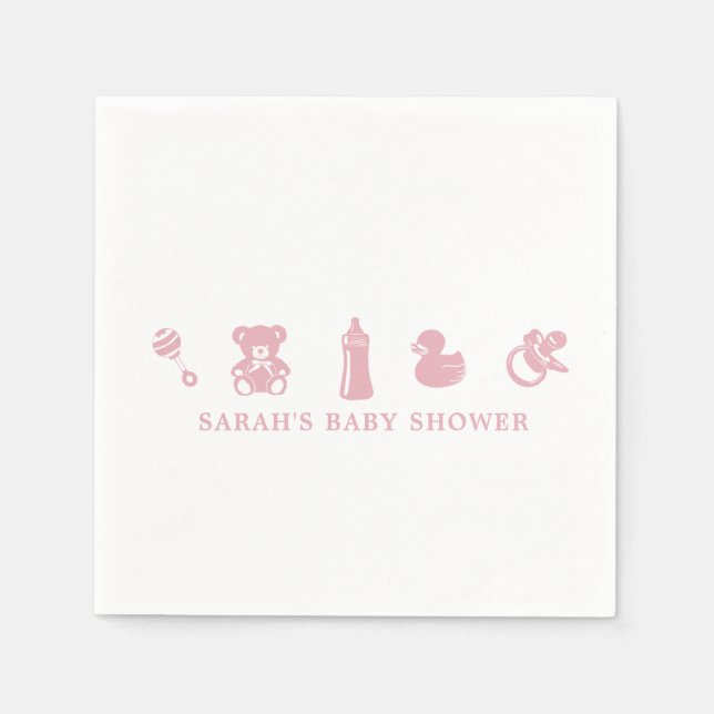 Pink Baby Shower Paper Napkin (Front)