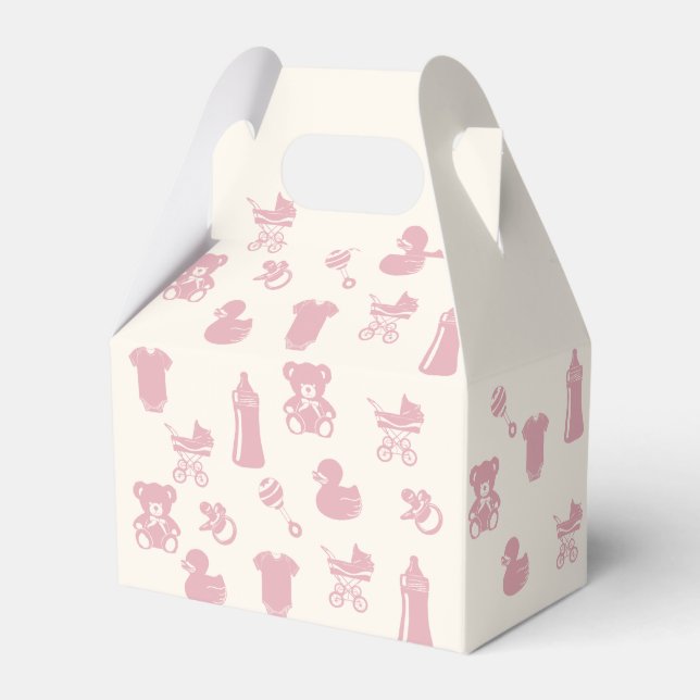 Pink Baby Shower Pattern Favor Box (Front Side)