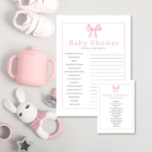 Pink Baby Shower Word Scramble Answer Sheet–Print Letterhead