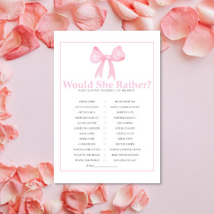 Pink Baby Shower Would She Rather Game – Printable Letterhead