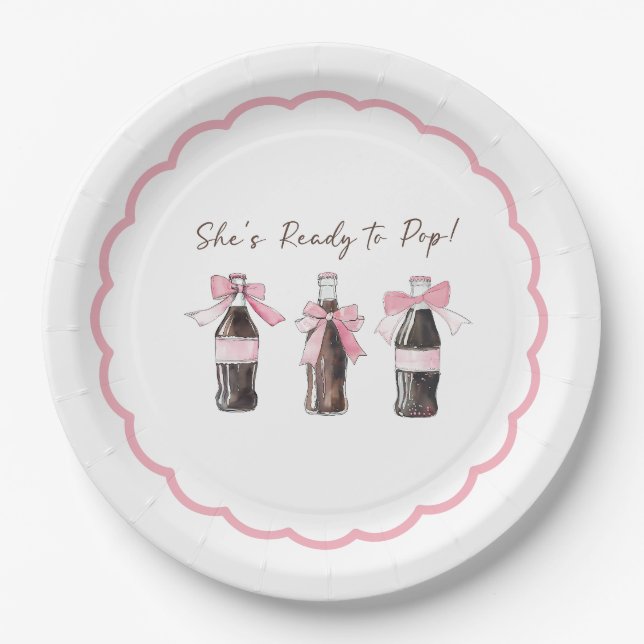 Pink Baby Soda Ready to POP! Paper Plate (Front)