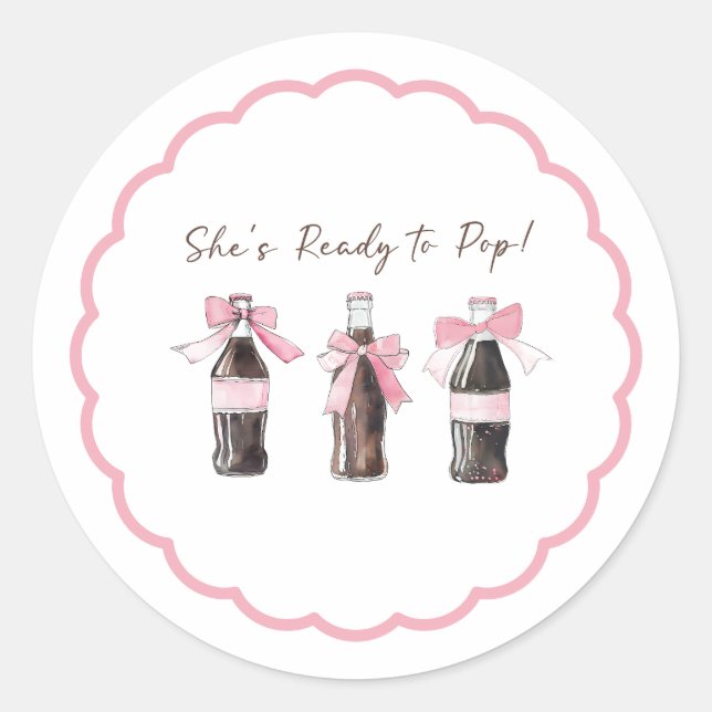 Pink Baby Soda Ready to POP Round Sticker (Devant)