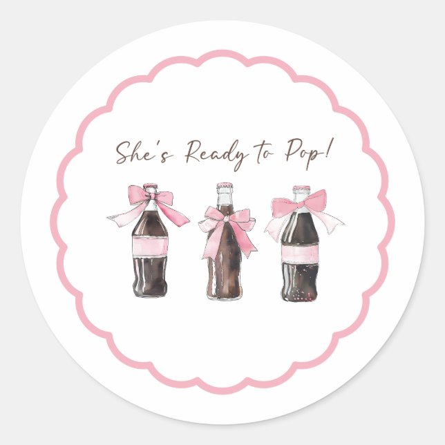 Pink Baby Soda Ready to POP Round Sticker (Devant)