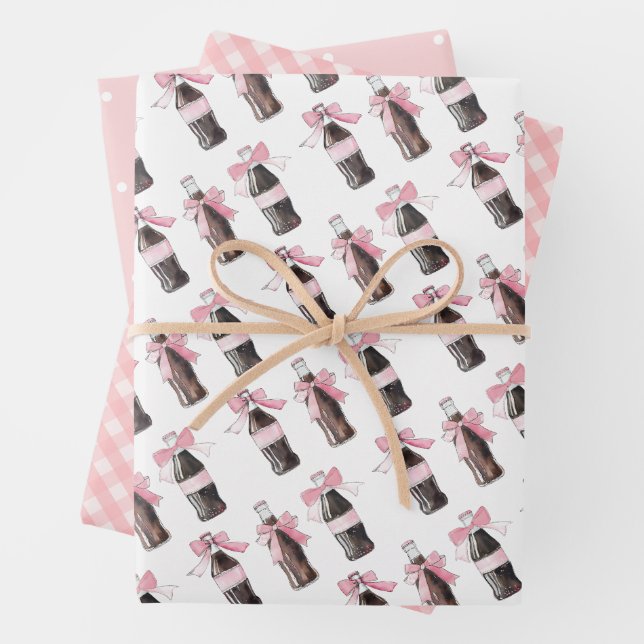 Pink Baby Soda Ready to POP  Wrapping Paper Sheet (In situ)