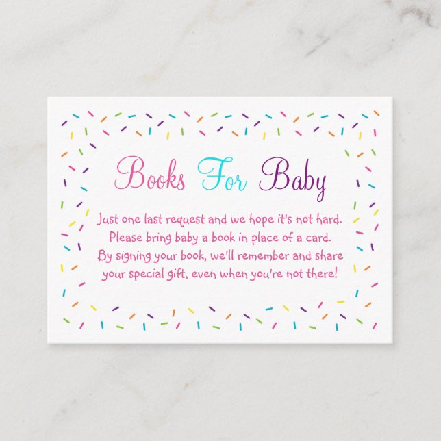Pink Baby Sprinkle Livre Cartes de demande (Devant)