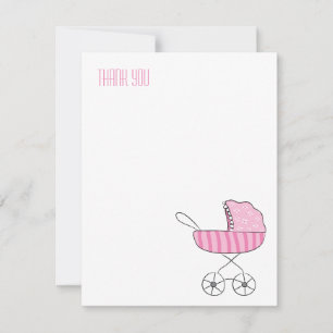 Pink Baby Stroller   Flat Thank You Note Cards