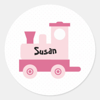 Pink Baby Toy Train Round Sticker