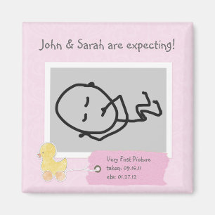 Pink Baby Ultrasound Photo Custom Duck Magnet