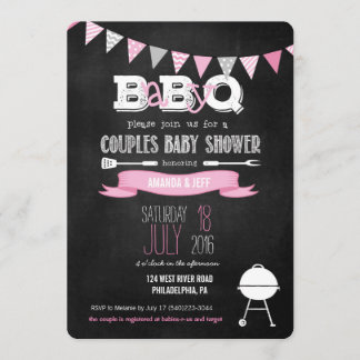 Pink BabyQ BBQ Baby Shower Invitation