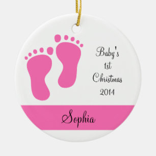 Pink Baby's 1st Christmas Ceramic Ornament