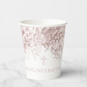 pink Baby's breath Baptism Paper Cups