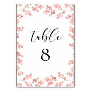 Pink Baby's Breath Floral watercolor wedding Table Number