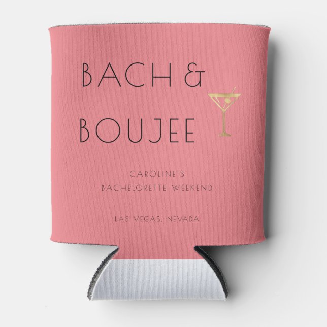 Pink Bach and Boujee Bachelorette Party Can Cooler (Front)