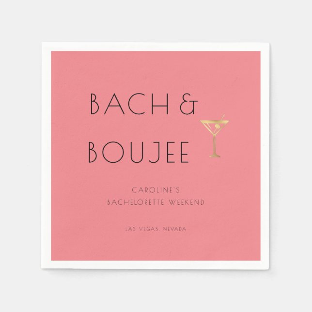 Pink Bach and Boujee Bachelorette Party Napkin (Front)