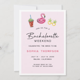 Pink Bachelorette Week-end Palm Beach Invitation