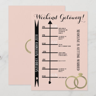 Pink Bachelorette Weekend Getaway Foil Ring Invitation