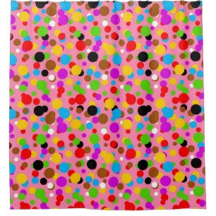 Pink Background Colourful Polka Dots