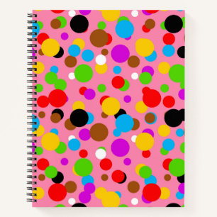Pink Background Colourful Polka Dots Notebook