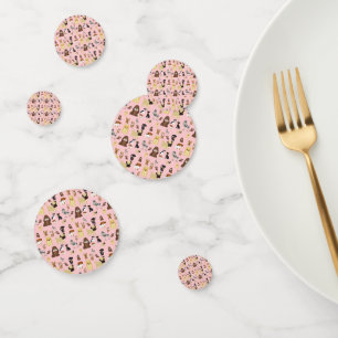 pink background dogs pattern. confetti