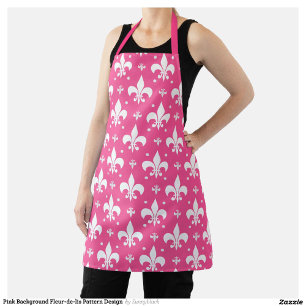 Pink Background Fleur-de-lis Pattern Design Apron