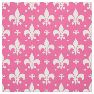 Pink Background Fleur-de-lis Pattern Design Fabric