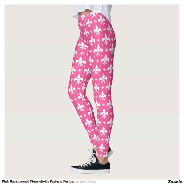 Pink Background Fleur-de-lis Pattern Design  Leggings (Creator Uploaded)