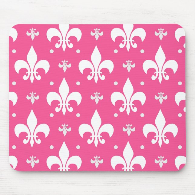 Pink Background Fleur-de-lis Pattern Design  Mouse Pad (Front)
