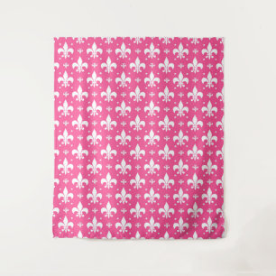 Pink Background Fleur-de-lis Pattern Design Tapestry