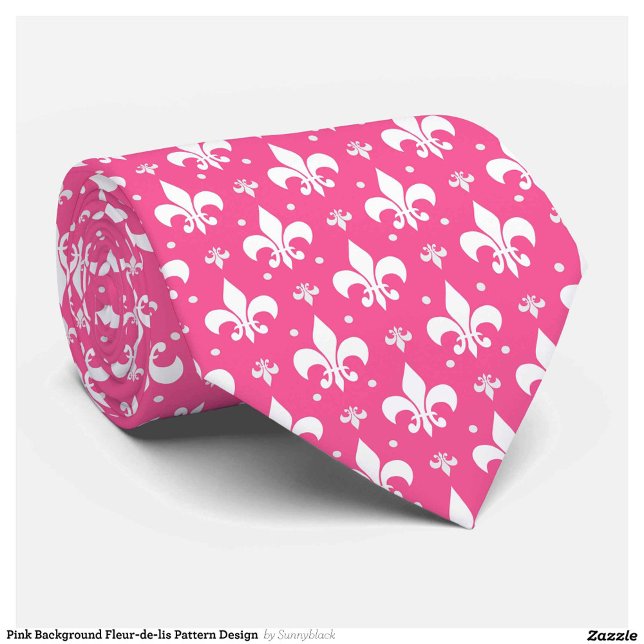 Pink Background Fleur-de-lis Pattern Design  Tie (Creator Uploaded)