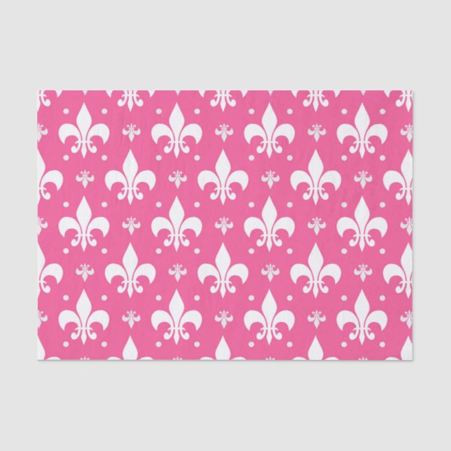 Pink Background Fleur-de-lis Pattern Design  Tissue Paper (Front)