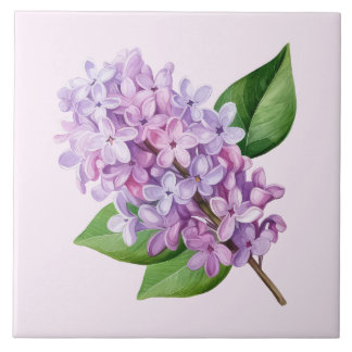 Pink Background Lilac Blossom Art Tile