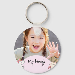 Pink background & sweet girl keychain