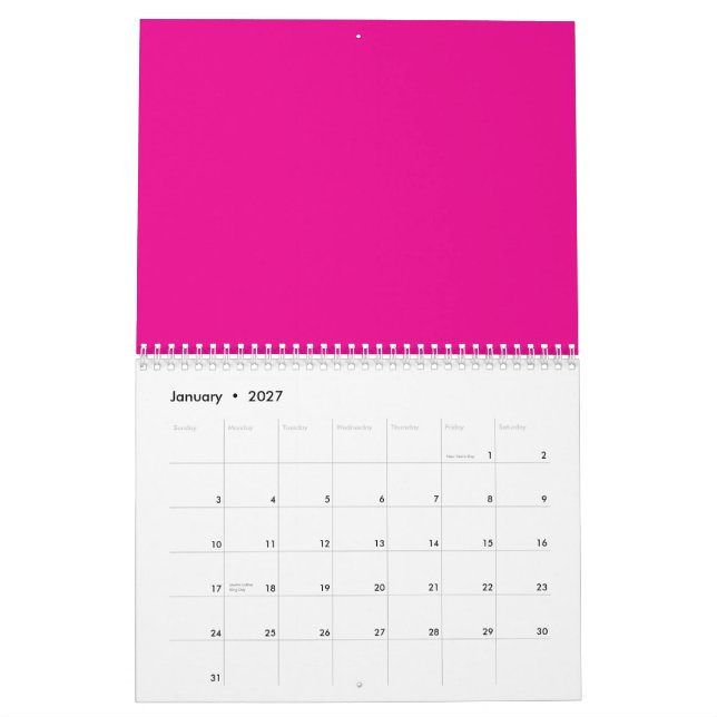 Pink Background with Black Border Design Ideas  Calendar (Jan 2027)